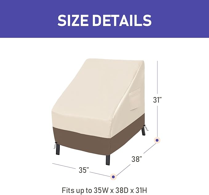 Roastove Patio Chair Covers, Lounge Deep Seat Cover, Heavy Duty and Waterproof Outdoor Lawn Patio Furniture Covers (2 Pack -35" D*38" W*31" H, Beige & Brown)…