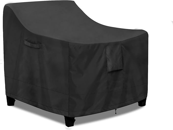 PureFit Outdoor Chair Covers Waterproof Patio Furniture Lawn Chair Covers for Outdoor Furniture with Air Vent and Padded Handles, Fits up to 32W x 37D x 36H Inches, Black