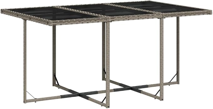 11 Piece Outdoor Patio Dining Set, PE Rattan Wicker Furniture with Cushions, Space Saving Cube Table and Chairs for Garden, Backyard, Deck, Gray