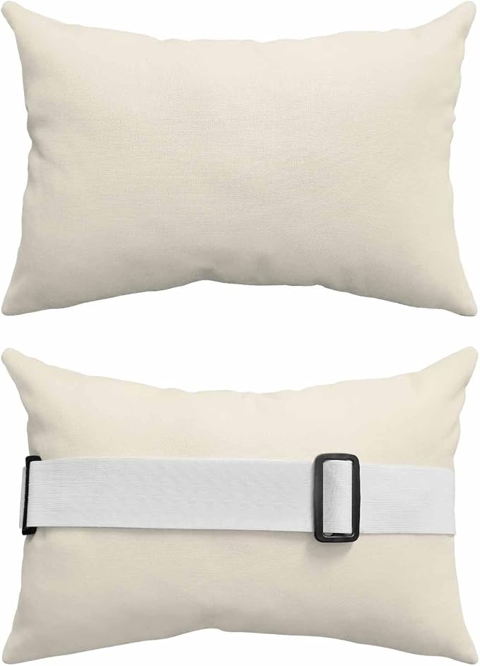 Cream Outdoor Lumbar Pillow 12x20 Inch, Farmhouse Solid Beige Color Modern Art Waterproof Throw Pillow Covers with Insert, Decorative Headrest Pillows for Office Car Travel