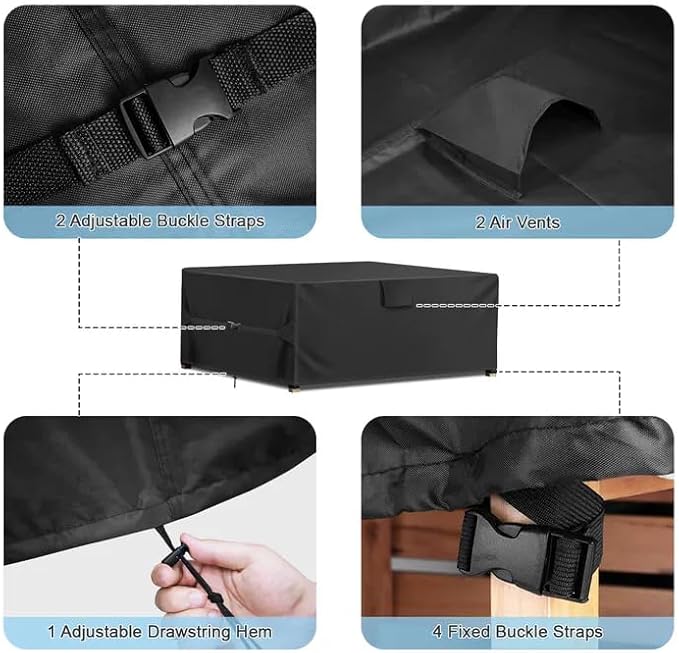 Patio Furniture Set Covers Waterproof, 108"L X 82"W X 28"H, 600D Outdoor Table and Chair Cover, Rectangular Heavy Duty Outdoor Furniture Covers, Patio Sectional Sofa Set Cover, Black