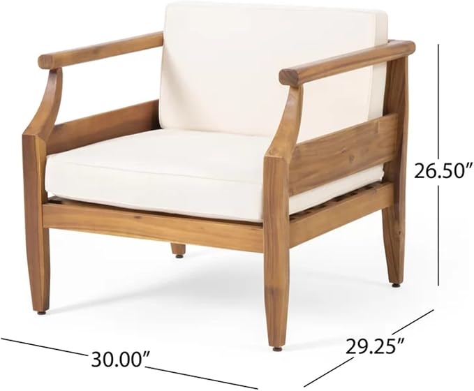 Patio Furniture Set-Single Chair, Outdoor Sectional Furniture with Armrests and Thick Washable Cushions, All-Weather Patio Conversation Set for Backyard, Garden and Poolside, Beige(Series E)