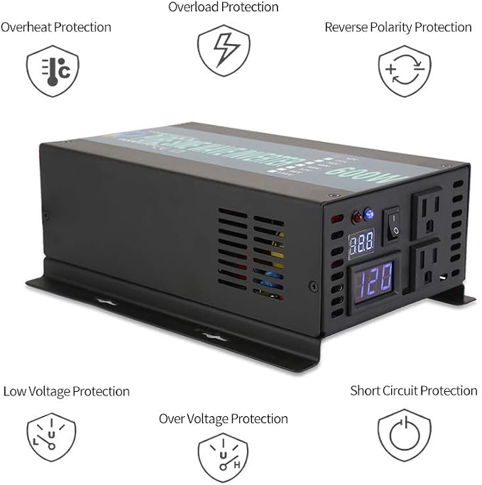 WZRELB 600W 12V 120V Pure Sine Wave Solar Power Inverter with Remote Control Switch