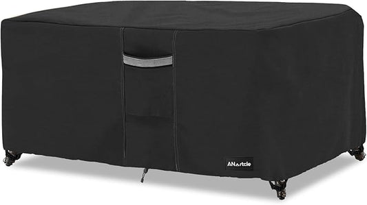 ANartcle Patio Coffee Table Cover, 600D Waterproof Heavy Duty Rectangular Outdoor Table Cover,Patio Furniture Covers,48 x 28 x 16 inch,Black