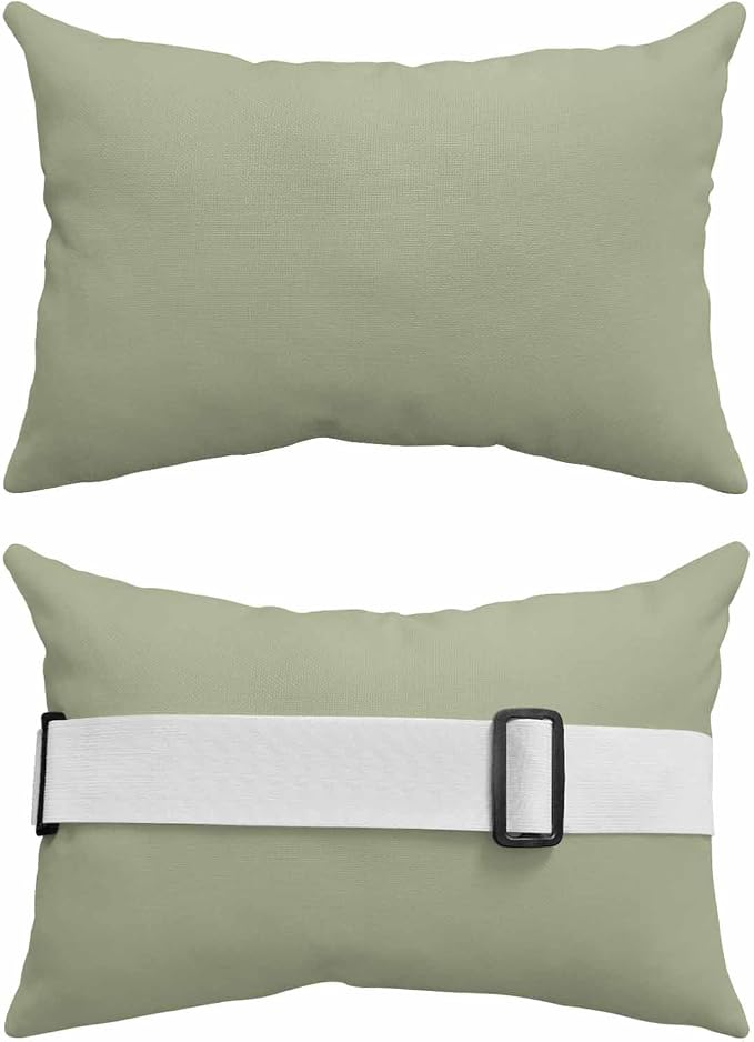 Sage Green Outdoor Lumbar Pillow 12x20 Inch, Farmhouse Solid Green Color Modern Art Waterproof Throw Pillow Covers with Insert, Decorative Headrest Pillows for Office Car Travel