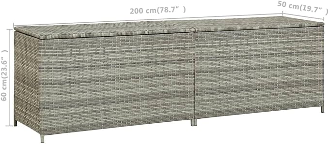 Patio Storage Box,Outdoor Toy Box,Pillow Storage,Pool Storage,Water Resistant PE Liner for Patio Furniture Cushions,Garden Tools, Pool Toys, Poly Rattan 78.7"x19.6"x23.6" Gray