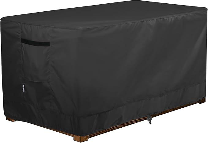 Patio Deck Box Cover Waterproof Outdoor Rectangular Storage Bench Cover 62L x 30W x 26H inch, Black