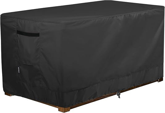 Patio Deck Box Cover Waterproof Outdoor Rectangular Storage Bench Cover 62L x 30W x 26H inch, Black