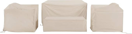 Crosley Furniture Patio Furniture Covers, Waterproof 4-Piece Cover Set for Outdoor Chairs, Loveseat, Table, Tan