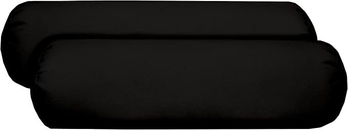 RSH DECOR: Neck Roll Jumbo Bolster Pillows Set of 2 | 24” x 8" | All-Weather Spun Fabric | Water and Fade-Resistant | Outdoor Support Pillows for Patio Furniture | Black