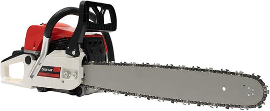 20-Inch Gasoline Chainsaw, 52CC 2000W 2-Stroke Portable Gas Powered Chain Saw, 7500RPM High Speed Single Cylinder Air-Cooled Cordless Hand Pull Start Chainsaw for Wood Cutting Gardening