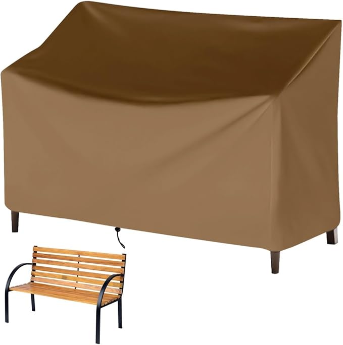 Outdoor Bench Cover, Waterproof Outdoor Patio Furniture Cover for 4-Seater Bench, Durable Oxford Cloth Garden Sofa Chair Cover, 75" L x 26" W x 35" H (Khaki, 53" L x 26" W x 35" H)