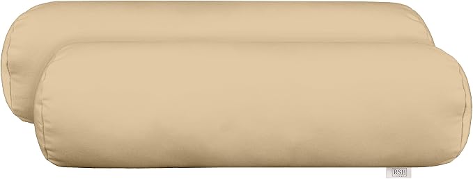 RSH Décor Neck Roll Bolster Pillows – Set of 2 | 20” x 6” | Outdoor Throw Pillows for Patio Furniture, Porch, Deck, or Poolside Chairs | Water & Fade-Resistant | Goldenrod Tan