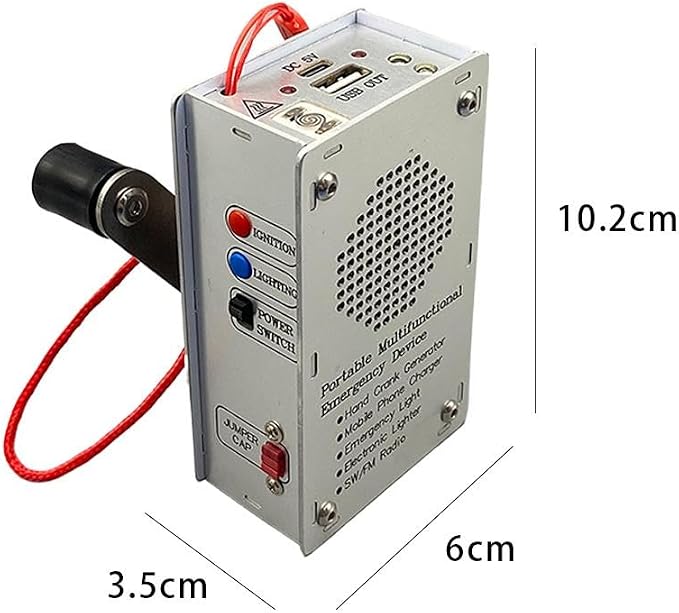 Hand Crank Generator Mini Portable Emergency Power Supply, Plasma Lighter, Flashlight, FM Radio, Emergency Power Bank, Portable Aluminum Alloy Survival Gear