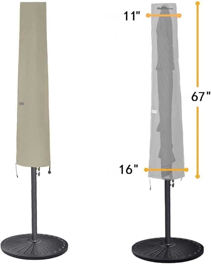 Umbrella Cover for 6ft to 9ft Patio Umbrellas, Fade Resistant, Waterproof and Durable Market Umbrella Cover with Zipper and Rod Desert Khaki