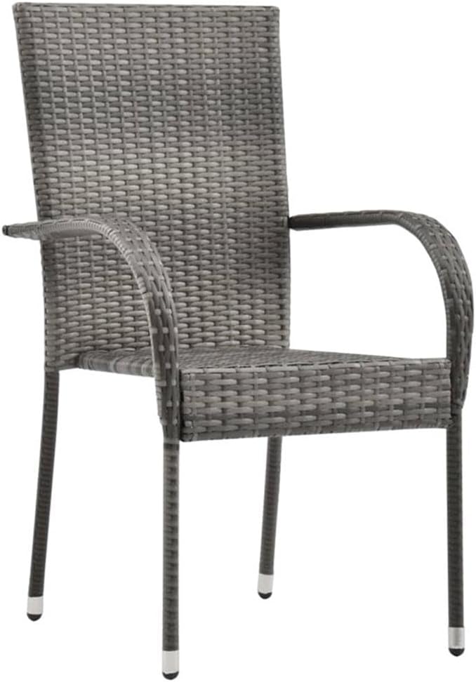 Afuera Living 7-Piece Patio Dining Set, Solid Acacia Wood Table and Chairs, Gray Finish, Weather-Resistant PE Rattan, Powder-Coated Steel Frame, Rectangular 78.7 x 35.4 in Table for Garden or Terrace