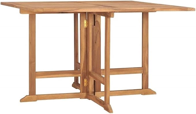 Afuera Living Solid Teak Wood 5-Piece Foldable Outdoor Dining Set, Brown Finish, Weather-Resistant, Includes Square Dining Table and 4 Chairs, Space-Saving Design for Patio or Garden