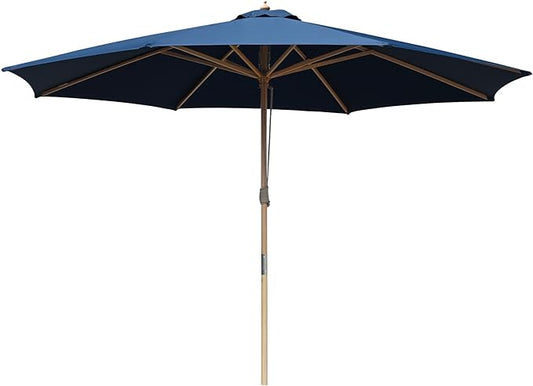 Yescom 13ft Coastal Solid Beech Wood Umbrella Pulley Lift Commercial Base with Wheel Included for Beach Club Seaside Restaurant Terrace Resort Poolside