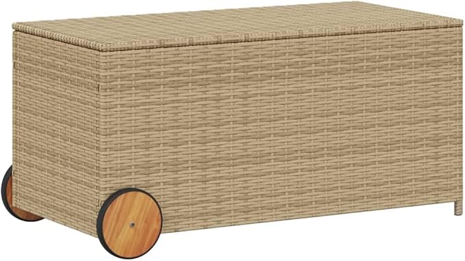 Outdoor Garden Storage Box, 190L Large Deck Box with Wheels, Weather-Resistant PE Rattan Container for Patio, Balcony, Backyard, Garden Tools and Cushions Organizer