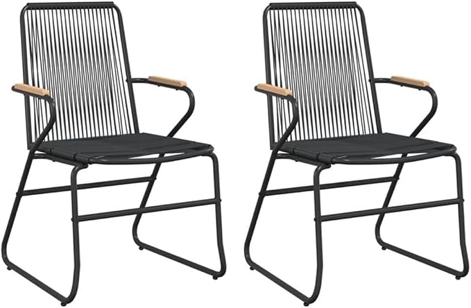 Afuera Living Contemporary Outdoor Dining Set, Black PVC and Powder-Coated Metal, Includes 31.5 in Square Table and 2 Chairs, Weather-Resistant, Industrial Style Garden or Patio Furniture for 2 People