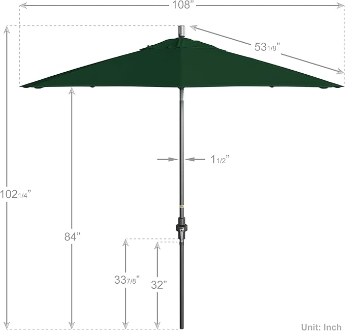 California Umbrella Crank Lift, Collar Tilt, Aluminum Pole