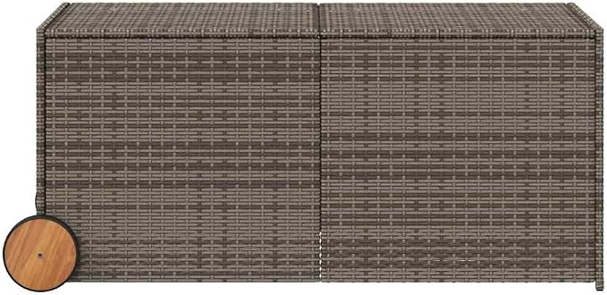 Outdoor Garden Storage Box with Wheels, 283L Capacity Deck Box for Patio, Weather-Resistant PE Rattan Container with Adjustable Height for Cushions Blankets Grey