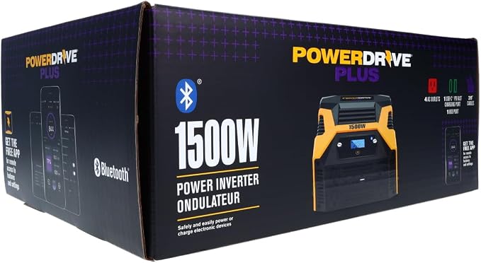 PowerDrive Plus PWD1500P 1500 Watt Power Inverter with Bluetooth(R) Wireless Technology and Remote Control