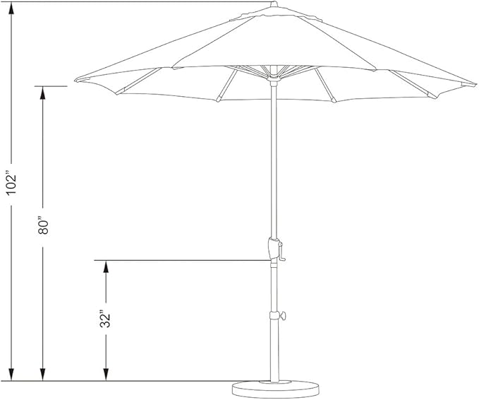 California Umbrella 12-Year Protection 9-Ft Outdoor Patio Umbrella, Sunbrella Fade-Resistant Acrylic Fabric, Auto Tilt and Crank, Heavy-Duty Aluminum Frame/Reinforced Ribs, Bronze Pole, Aruba