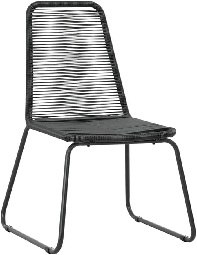 Afuera Living 5-Piece PVC Rattan Patio Dining Set, Powder-Coated Steel Frame, Square Glass Table, Black Finish, Lightweight, Space-Efficient Outdoor Furniture for Garden, Patio, or Terrace Dining