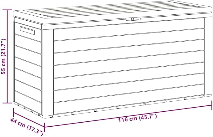 Brown PP Storage Box 45.7"x17.3"x21.7, Outdoor Storage Chest for Patio Garden Cushions Pillows Blankets