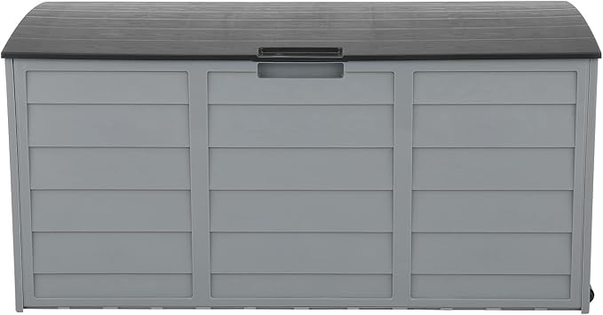 75 Gallon Resin Deck Box,Outdoor Large Resin Deck Box,Lockable Container for Patio Furniture Cushions Garden Tools (Grey)