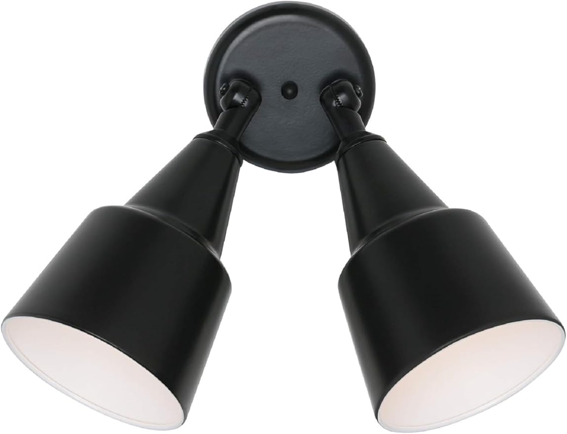 Sea Gull Lighting 8607-12 Two Adjustable Swivel Flood Light Outside Fixture, Black Finish