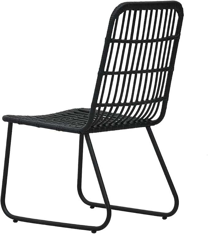 3 pcs Set Patio Dining Set & Balcony Furniture Black Poly Rattan Outdoor Dining Set Bistro Set for Lawn Backyard Front Porch 31.5 x 31.5 x 29.1 in