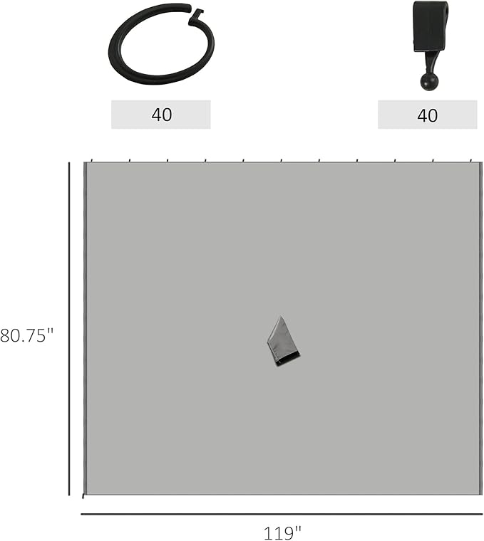 Outsunny 10' x 10' Universal Gazebo Sidewall Set with Panels, Hooks and C-Rings Included for Pergolas and Cabanas, Light Gray