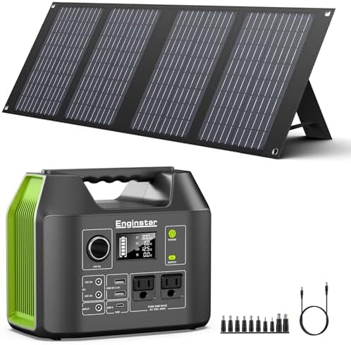 Portable Solar Generator, 300W Portable Power Station with Foldable 40W Solar Panel, 110V Pure Sine Wave, 296Wh Lithium Battery Pack with DC AC Outlet for Home Use RV Outdoor Camping Adventure