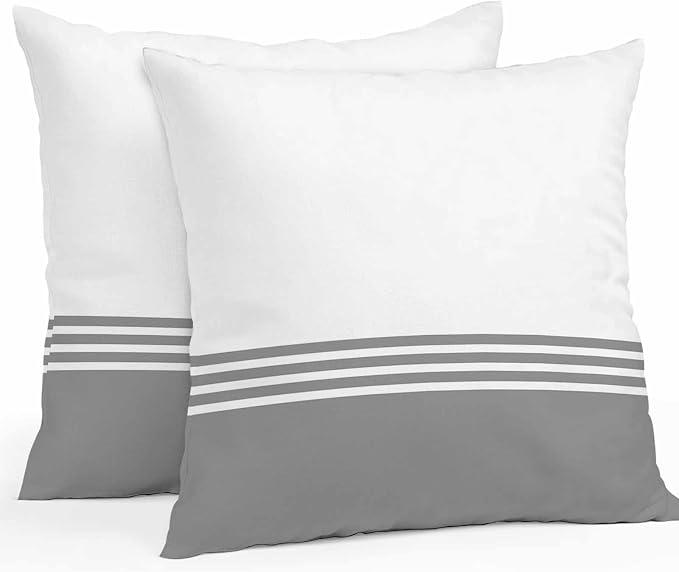 Throw Pillow Covers 18x18 Inch Set of 2, Grey White Striped Waterproof Outdoor Cushion Covers, Modern Abstract Art Aesthetics Decorative Pillowcases for Couch, Sofa, Bed, Garden, Patio