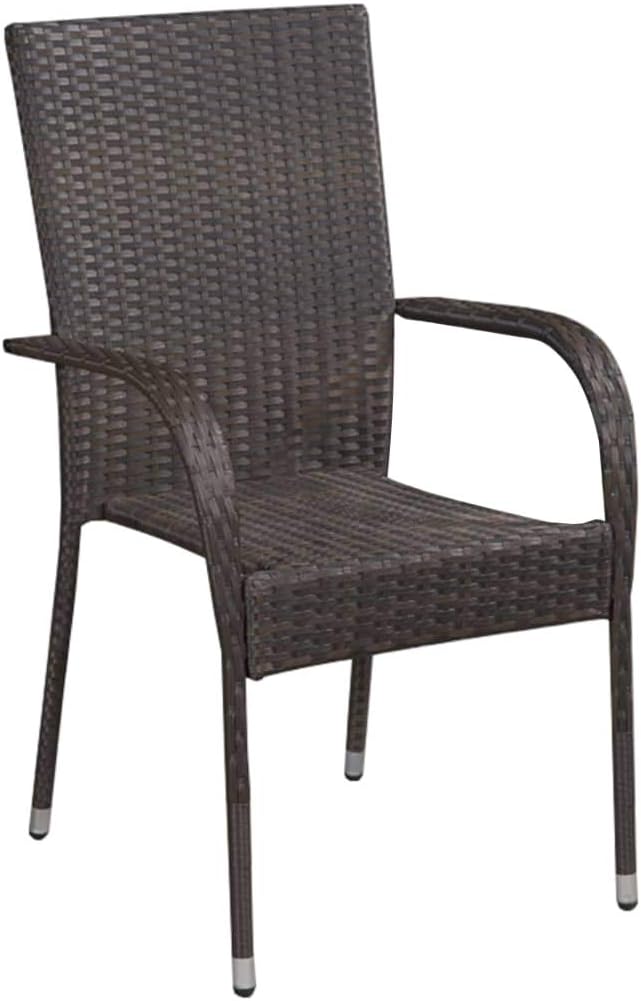 Patio Dining Set 3 Piece Brown Outdoor Rattan Table and 2 Chairs with Glass Top Powder Coated Steel Frame Weather Resistant for Garden Backyard Porch