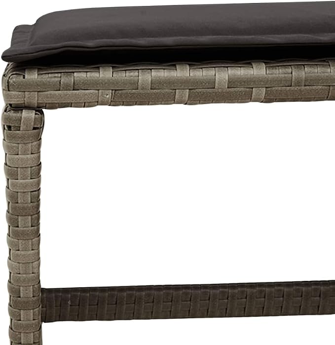 17 Piece Patio Dining Set with Cushions Gray Poly Rattan Outdoor Furniture Table and 12 Chairs for Garden Backyard Porch Acacia Wood Top Space Saving Foldable Design UV Proof