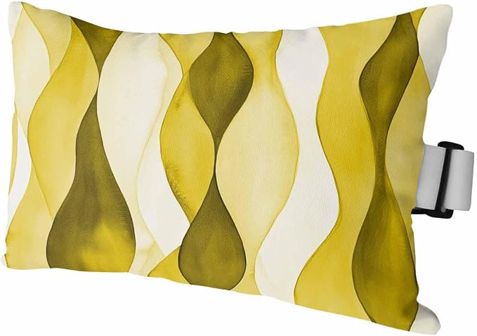 Outdoor Pillow for Chaise Lounge Chair Yellow Gradient Ripples Outdoor Pillows Waterproof with Adjustable Strap Headrest Lumbar Pillows for Garden Patio Furniture 1 Pack 12" x 20"
