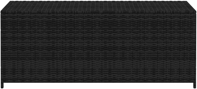Outdoor Storage Box 59 inch Garden Bench, Weather-Resistant PE Rattan Deck Box for Patio Cushions, Pillows and Blankets, Black