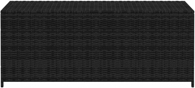 Poly Rattan Patio Storage Box Black 59 x 19.7 x 23.6 Inches, Outdoor Bench with High Load-Bearing Capacity for Cushions and Pillows