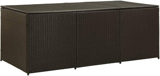 Outdoor Storage Box Poly Rattan Garden Deck Chest with Zipped Liner and Gas Lift Mechanism for Patio Furniture Cushions and Pillows Large Wicker Trunk in Various (180 x 90 x 70 cm)