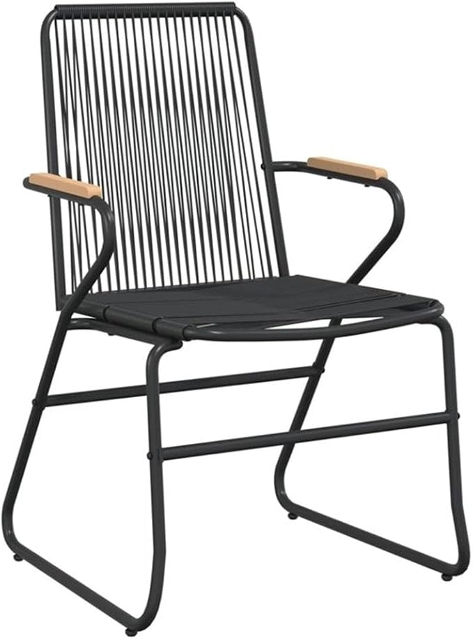 Afuera Living Contemporary Outdoor Dining Set, Black PVC and Powder-Coated Metal, Includes 31.5 in Square Table and 2 Chairs, Weather-Resistant, Industrial Style Garden or Patio Furniture for 2 People
