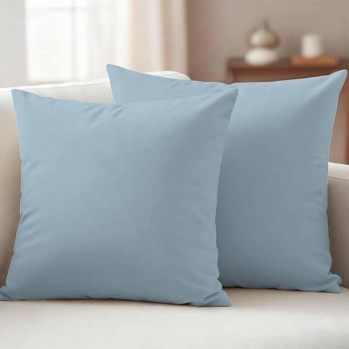 Sky Blue Outdoor Pillow Covers 16x16 Inch Throw Pillow Covers Set of 2 Waterproof Decorative Pillow Cases Modern Pure Winter Sky Blue Cushion Covers for Patio Furniture Garden Couch Sofa