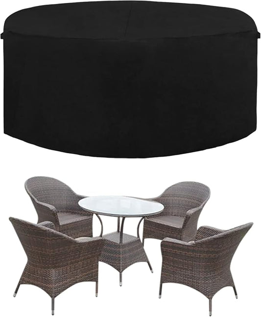 Easy-Going 600D Heavy Duty Round Patio Furniture Cover, Outdoor Table and Chair Set Cover, Waterproof Outdoor Sectional Furniture Set Cover (72" DIAx 28" H, Black)