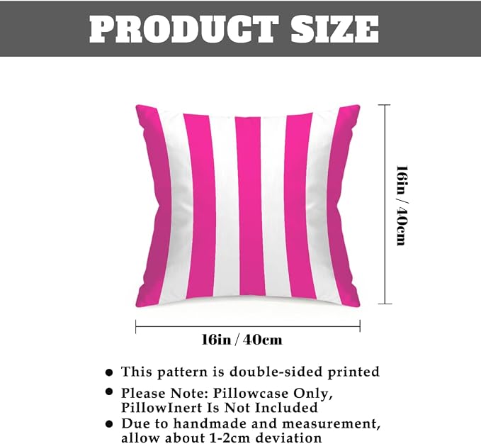 16x16 Inch Outdoor Pillow Covers Set of 2 Waterproof Throw Pillow Covers Decorative Couch Cushion Covers Rose Red Striped Square Pillowcases Protectors for Patio Garden Sofa