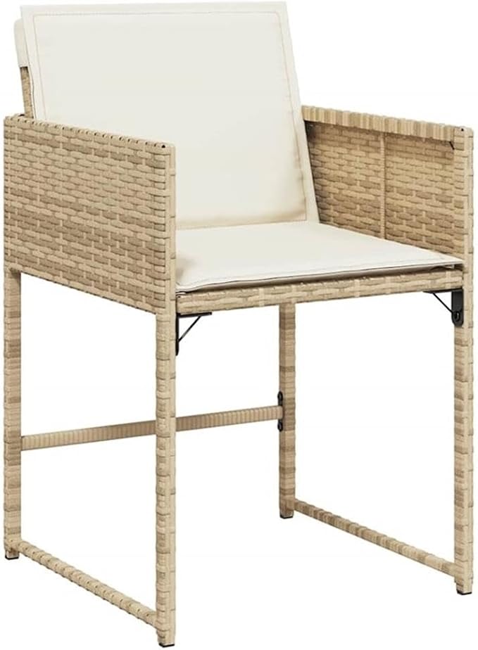 Afuera Living 9-Piece Poly Rattan Patio Dining Set, Beige/Cream Color, Includes Table, 4 Chairs, 4 Stools, Removable Cushions, Weather-Resistant Build, Powder-Coated Steel, Modern Outdoor/Garden