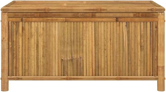 Bamboo Garden Storage Box 43.3"x43.3"x21.7" Large Outdoor Cushion Chest with Zip Lid, Breathable Fabric Bamboo Fiber, Robust Deck Box for Patio, Poolside, Balcony
