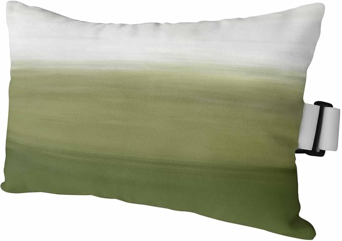 Sage Green Ombre Outdoor Pillows for Chaise Lounge Chair Waterproof Lumbar Pillows with Insert&Adjustable Elastic Strap Beach Headrest Pillow Modern Abstract Art Texture Neck Pillow for Pool 11"x16"