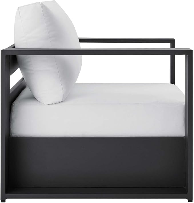 Modway Tahoe Aluminum 4-Piece Outdoor Patio Set in Gray White